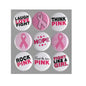 Pink ribbon awareness pin button set of circular pins with pink ribbon and slogans