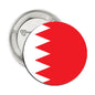 1.25-inch Bahrain flag pinback button, red and white zigzag on round face