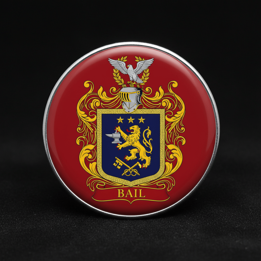 Bail Family Crest Coat of Arms Pinback 3-inch - My Pinbacks