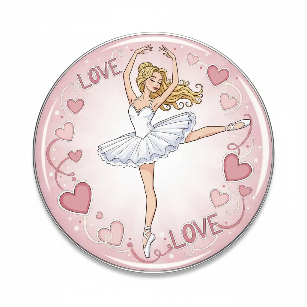 Ballerina Love Dance Pinback 2.25-inch