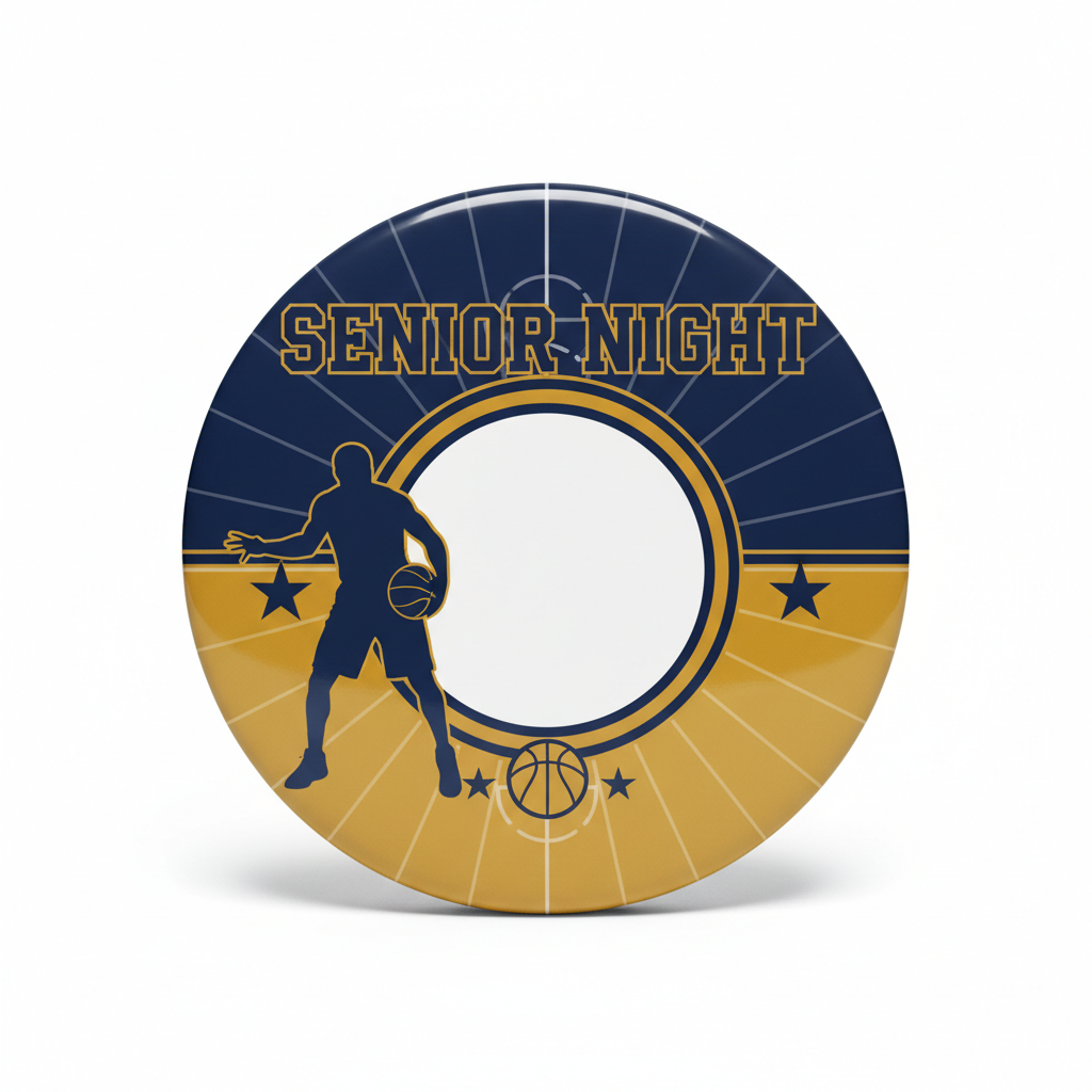 Basketball Player Senior Night Custom Photo Sports Pinback 2.25-inch