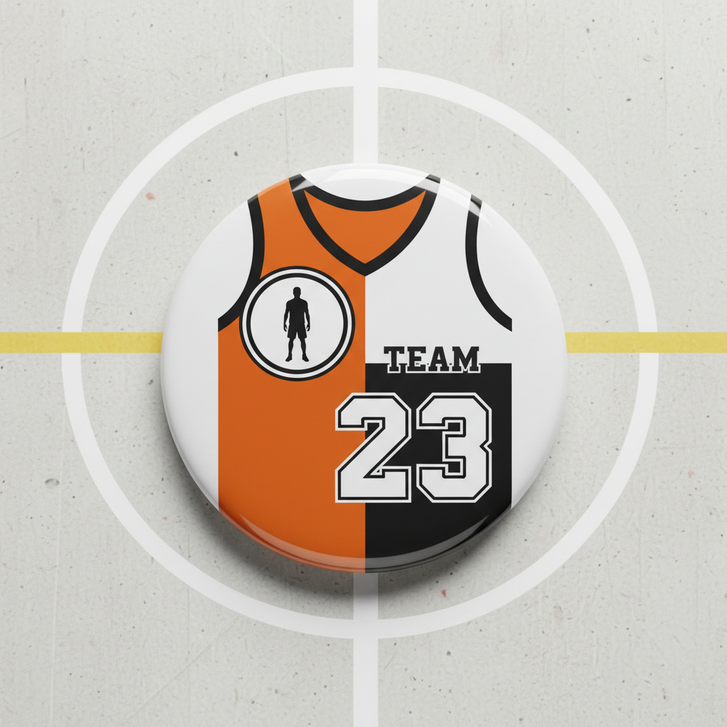 Basketball Team Custom Photo Jersey Number Sports Pinback 2.25-inch