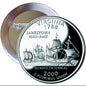 Virginia 1788 commemorative coin-style pinback button, 2.25-inch, ship and text