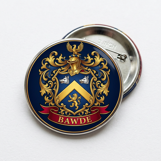 Bawde Family Crest 3-inch Coat of Arms Pinback