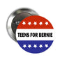Stars and stripes voting pinback button with Teens for Bernie text