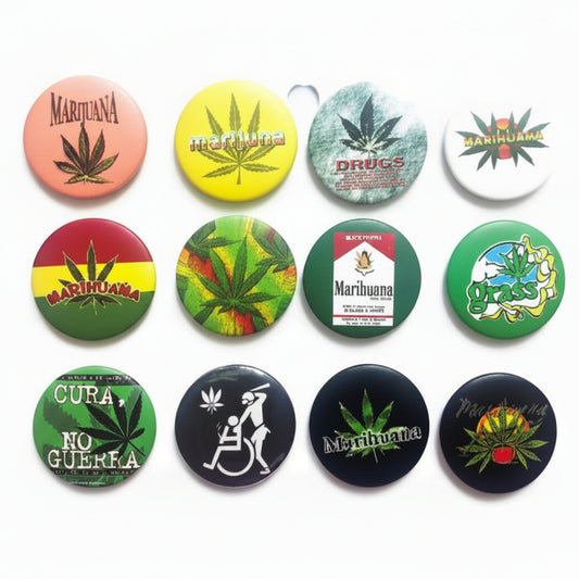 12 Pcs Marihuana Grass Pinback 1.25-inch Default Title