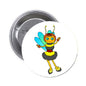 2.25-inch pinback button with cute bee girl in cyan and yellow
