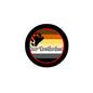 Round enamel pride pinback badge with black border, Bear Brotherhood flag graphic inside