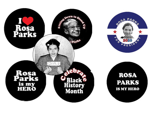 5 Pcs Set Mini 1.25-inch Rosa Parks, Political Protest, Event 1.25-inch Pin Back, Badge, small pin badge brooch MINI Sitting Down to Stand Up Black History Month