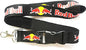 Black Red Bull logo lanyard with metal buckle and key ring