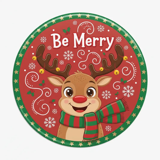 Be Merry Reindeer Pinback 2.25-inch