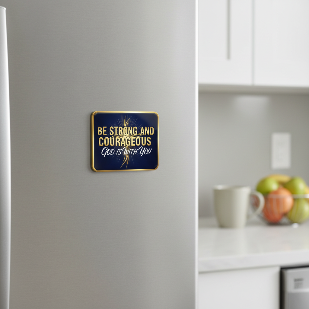 Be strong and courageous God is with you Acrylic Fridge Magnetic 3-inch x 4-inch