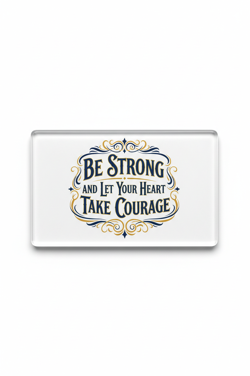 Be strong and let your heart take courage Acrylic Fridge Magnetic 3-inch x 4-inch
