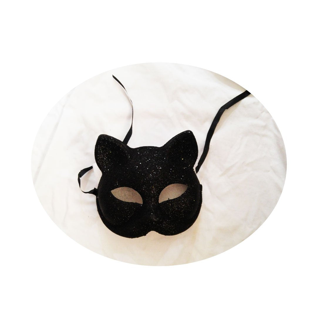 Black Cat Mask Halloween Party One Size Almost Fit Everybody