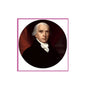 Circular portrait print of James Madison in dark coat and white cravat
