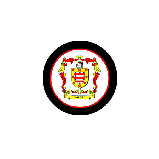 Valdez Family Crest 3" Coat of Arms Fridge Round Magnet