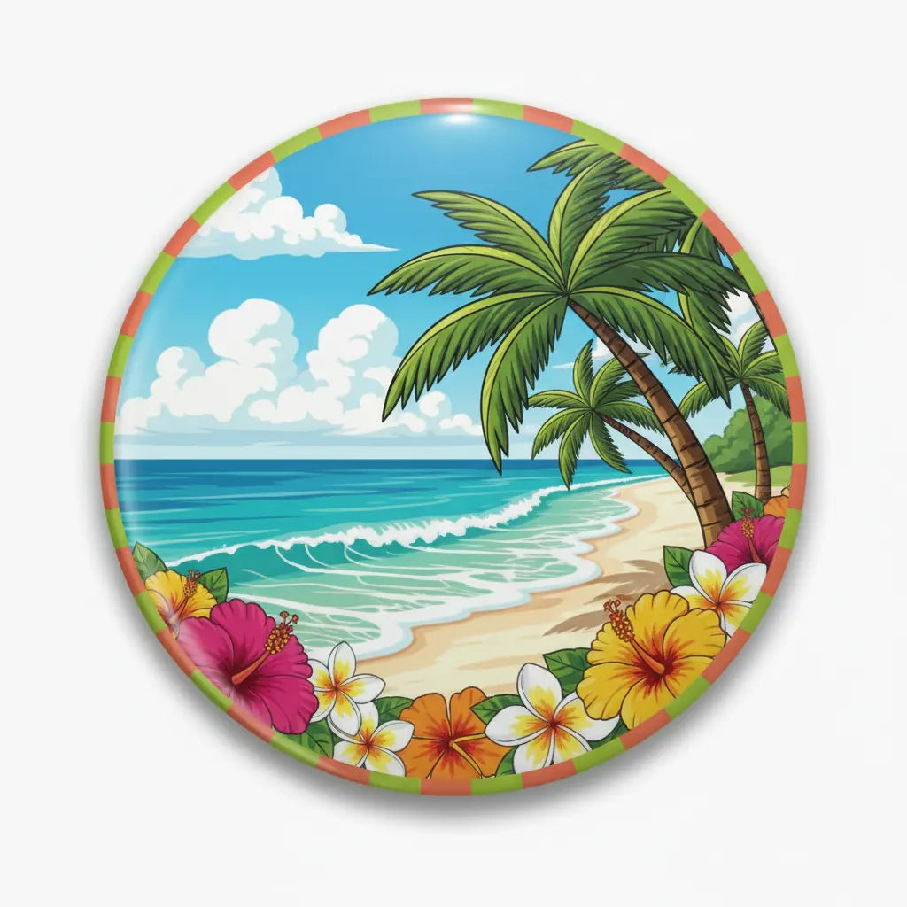 Beach Tropical Scene Pinback 2.25-inch