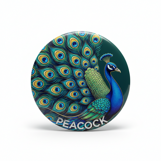 Beautiful Peacock Pinback 2.25-inch