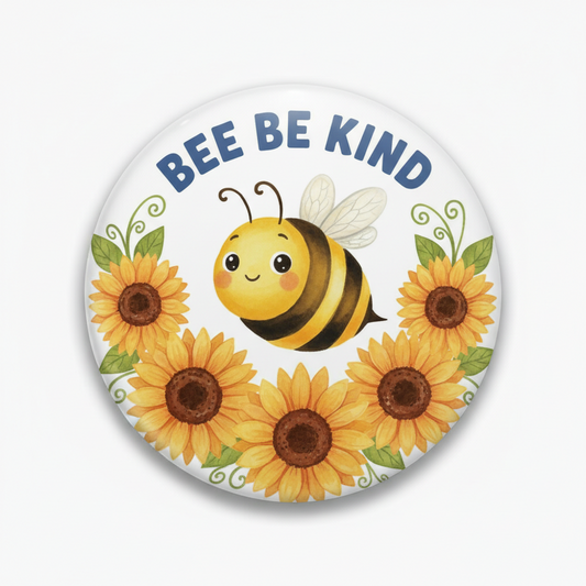 Bee Be Kind Painted Sunflowers Kindness Pin Button 2.25-inch