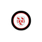 3-inch coat of arms crest magnet, round black edge with red birds on white shield