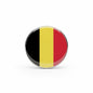 2.25-inch round Belgium flag pinback button with gold, black, and red vertical stripes