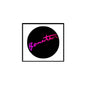 Benatar pinback button, 1.25-inch, black round with pink logo