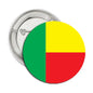 Benin flag pinback button with green, yellow, and red circular design