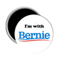 2.25-inch round car magnet with "I'm with Bernie" text, blue and red accents
