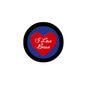 Bernie pinback button with black rim, blue center, red heart: 'I Love Bernie'