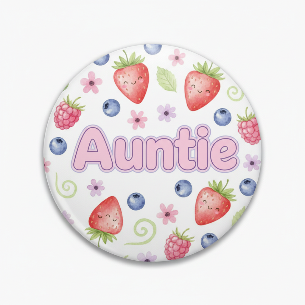 Berry Sweet Baby Shower Auntie Pinback 2.25-inch