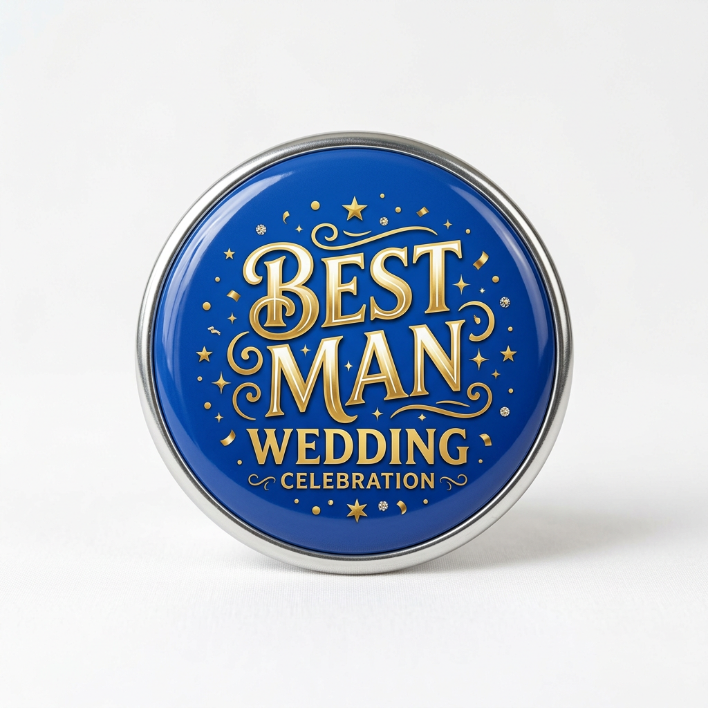 Best Man Blue Custom Pin Button 2.25-inch