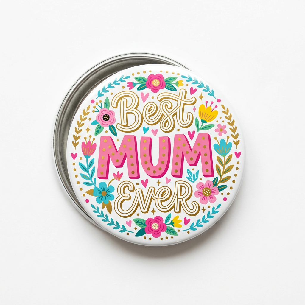Best Mum Ever Pin Button 2.25-inch