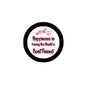 Round black pinback button with colorful heart text: Happiness is having the World's Best Friend