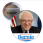 Circular pinback button with “Better with Bernie” text and Bernie Sanders portrait