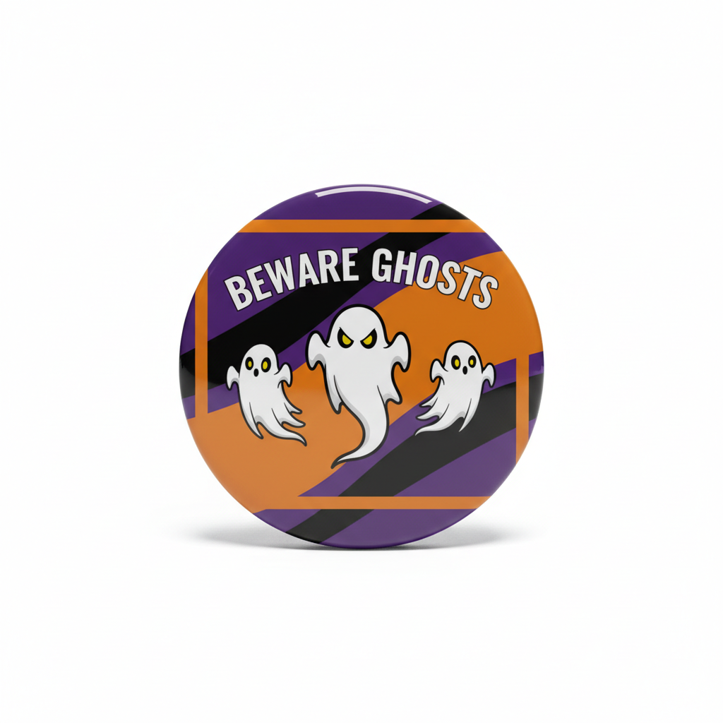 Beware Ghosts Halloween Pinback 2.25-inch