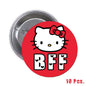 Red Hello Kitty BFF pinback brooch with cat face and bow, round button badge, 10 pcs