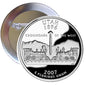 Utah quarter-style pinback button, train and Crossroads of the West, 1896, 2007