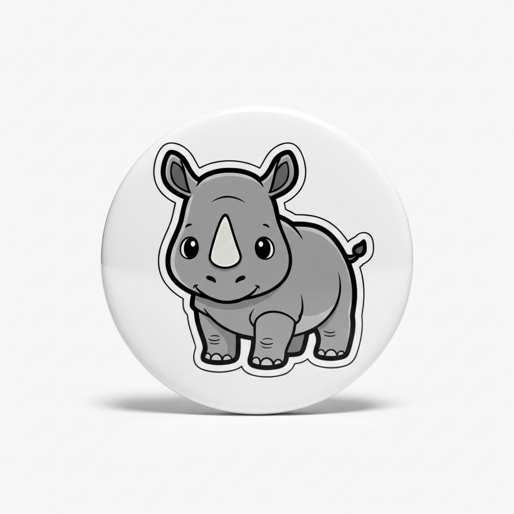Big Grey Rhino Button Pinback 2.25-inch