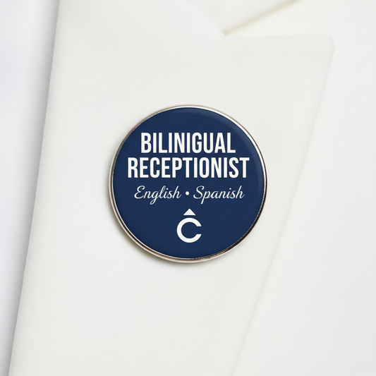 Bilingual Receptionist (English-Spanish) Pinback 2.25-inch