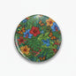 Biological diversity pinback button with colorful butterflies and flowers, 2.25-inch round