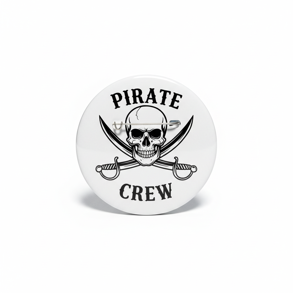 Black and White Pirate Skull Pinback 2.25-inch