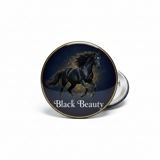 Black Beauty Horse Button Pinback 2.25-inch