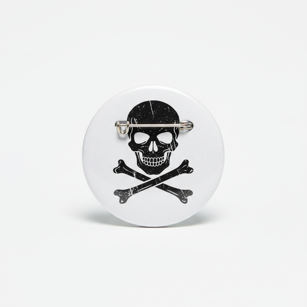Black Pirate Skull Pinback 2.25-inch