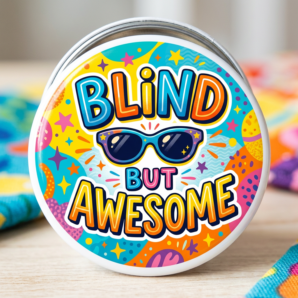 Blind But Awesome Pin Button 2.25-inch