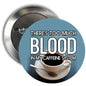 2.25-inch pinback button with blue quote and coffee cup graphic