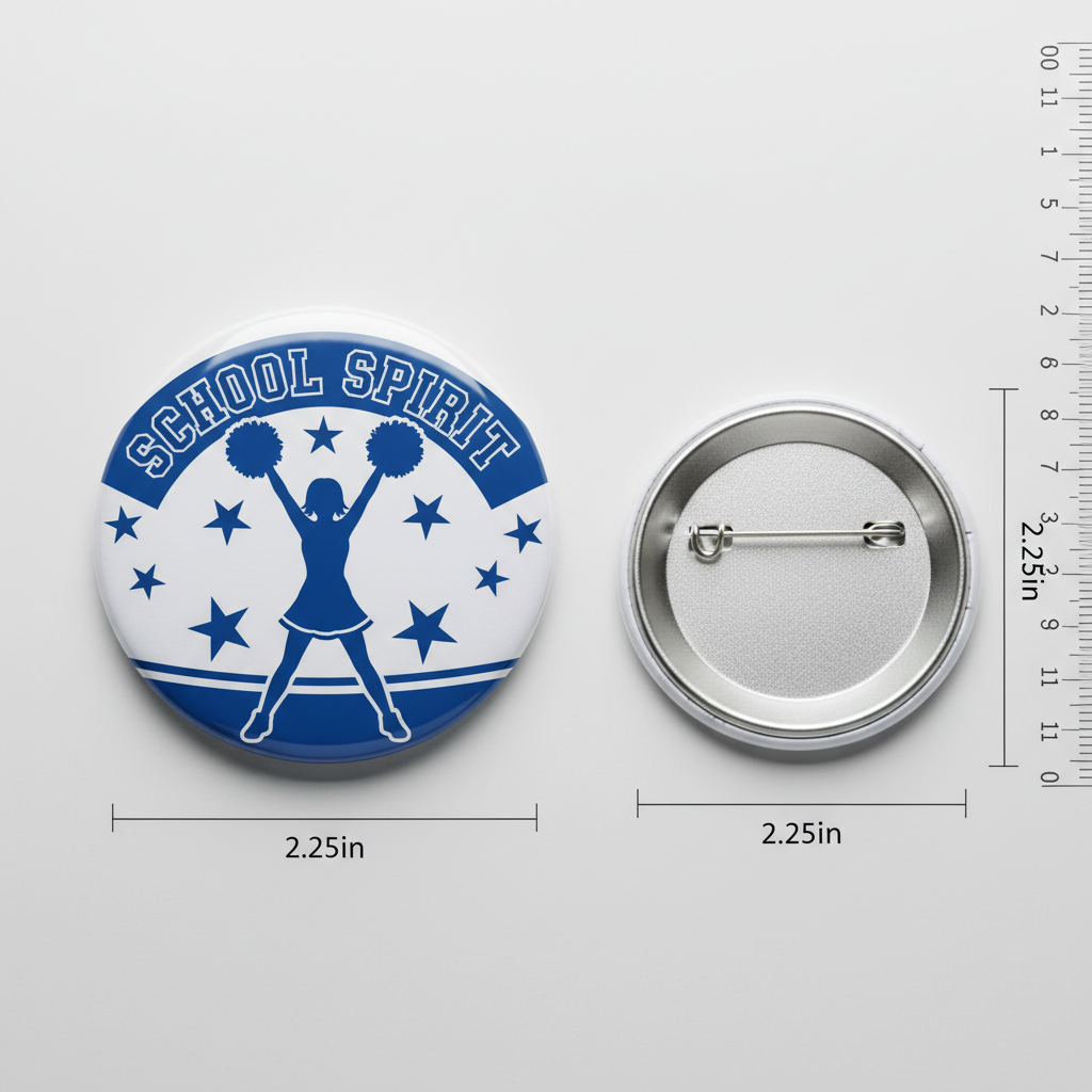 Blue Cheerleader Photo High School Spirit Cheer Pinback 2.25-inch