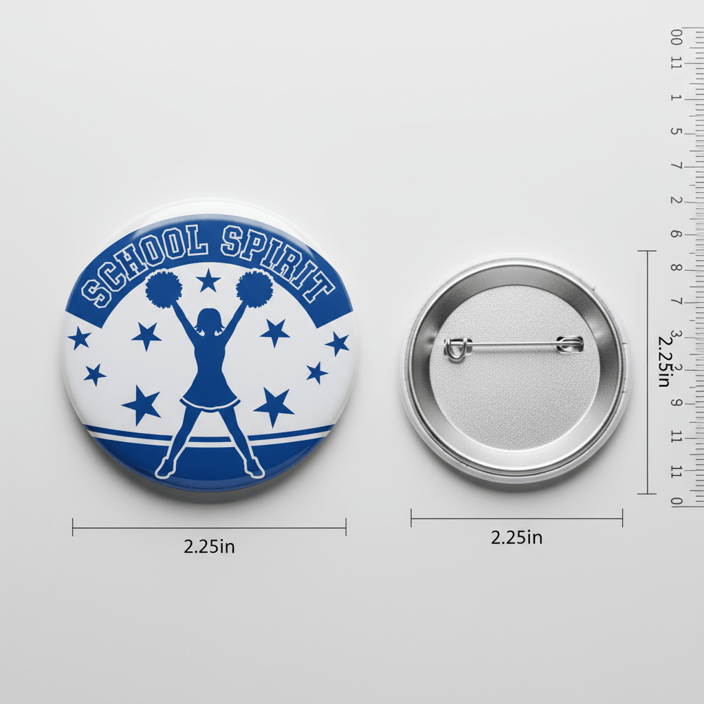 Blue Cheerleader Photo High School Spirit Cheer Pin Button 2.25-inch - mypinbacks.com