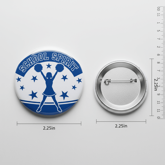Blue Cheerleader Photo High School Spirit Cheer Pinback 2.25-inch - My Pinbacks