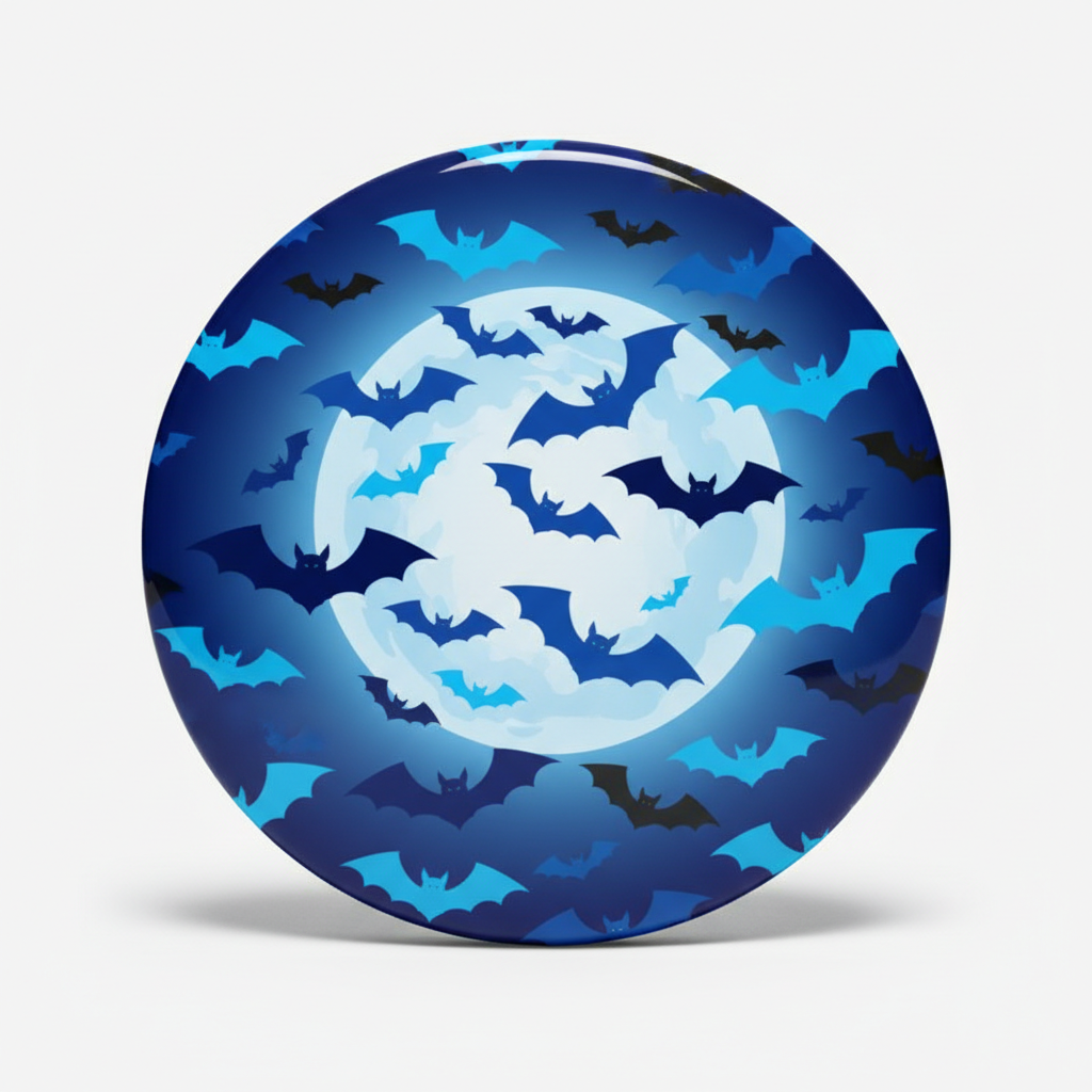 Blue Halloween Spooky Bats Pin Button 2.25-inch