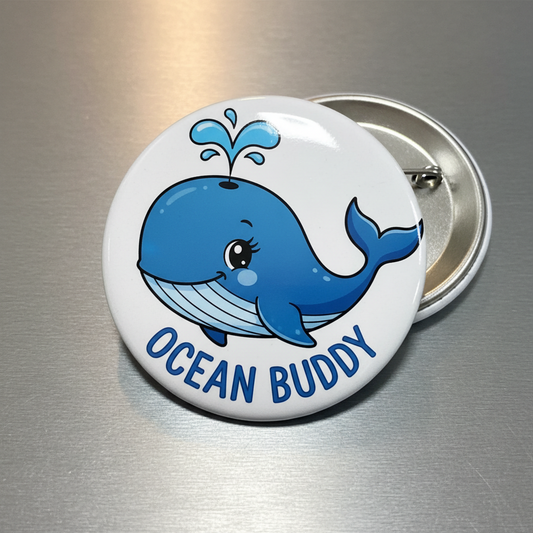 Blue Whale Pinback 2.25-inch